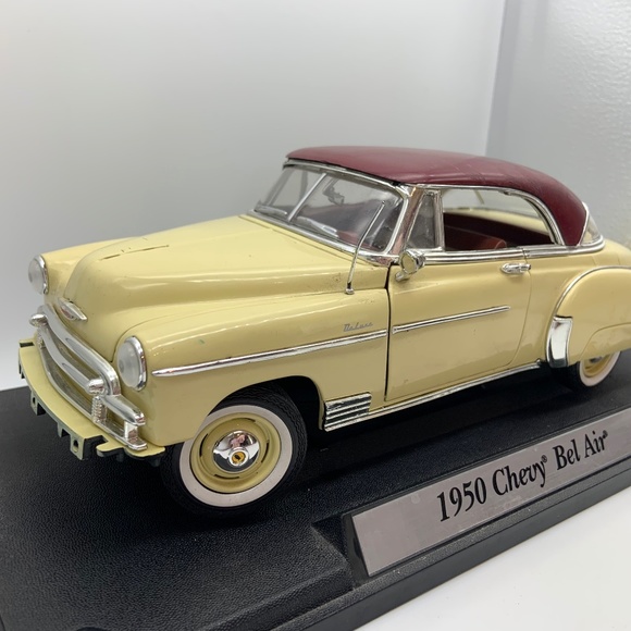 Vintage 1950 Chevy Bel Air Retro Metal Car Model Motor Max Yellow - Picture 3 of 16